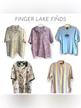 Bundle of Five Silk and Cotton Short Sleeve Shirts, XL